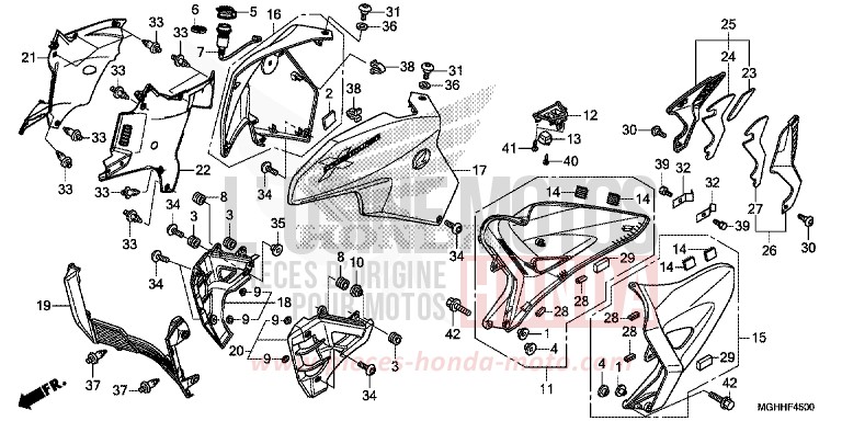 CARENAGE MILIEU de VFR1200X "Crosstourer" DCT CANDY PROMINENCE RED (R342) 2017